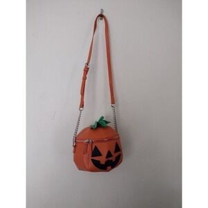 Pumpkin Crossbody Bag Orange Jackolantern Halloween Party Purse Chain Strap